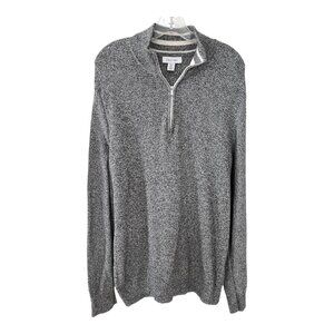 Calvin Klein Men’s XL Gray Marled Cotton Knit Quarter-Zip Sweater